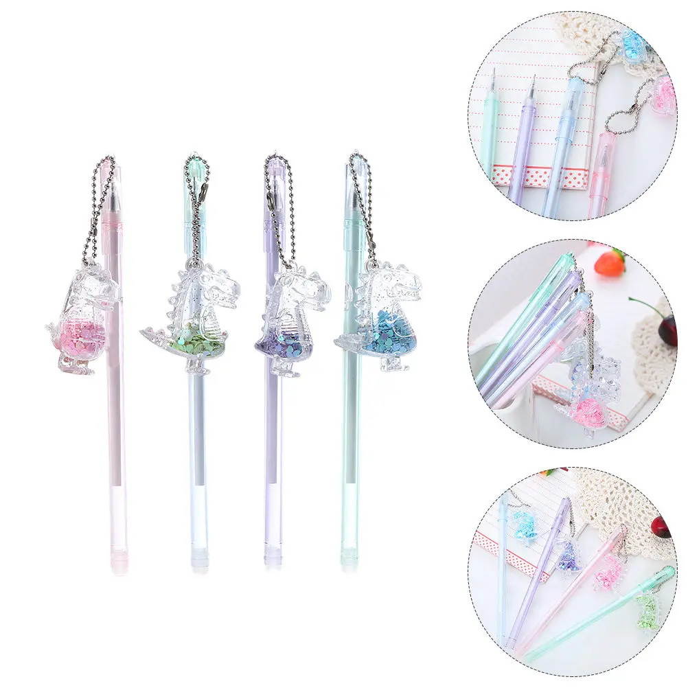 10Pcs Adorable Dinosaur Pendant Gel Pen Set Smooth Effortless Flow No Skip Ideal for Notes Journaling Art Highlights School