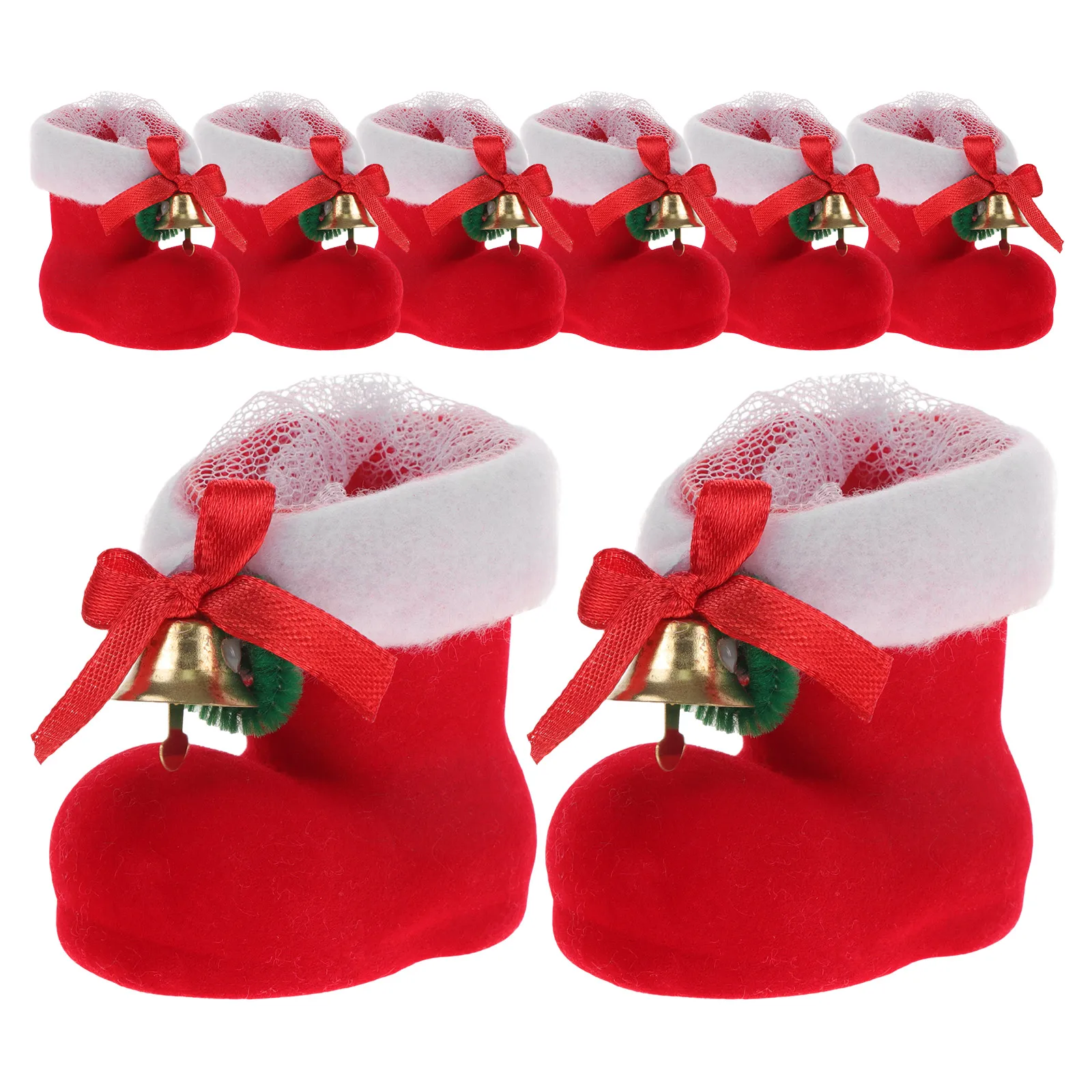 8Pcs Creative Christmas Boots Candy Bags Red Santa Claus Stocking Gift Bag Xmas Tree Hanging Pendant for Home New Year  Decor