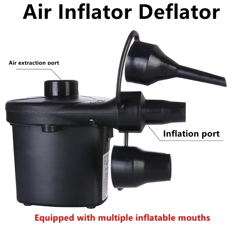 Inflador y desinflador inflable de bomba eléctrica, compresor de llenado rápido de aire, colchón de aire, bomba de Camping con 3 boquillas para