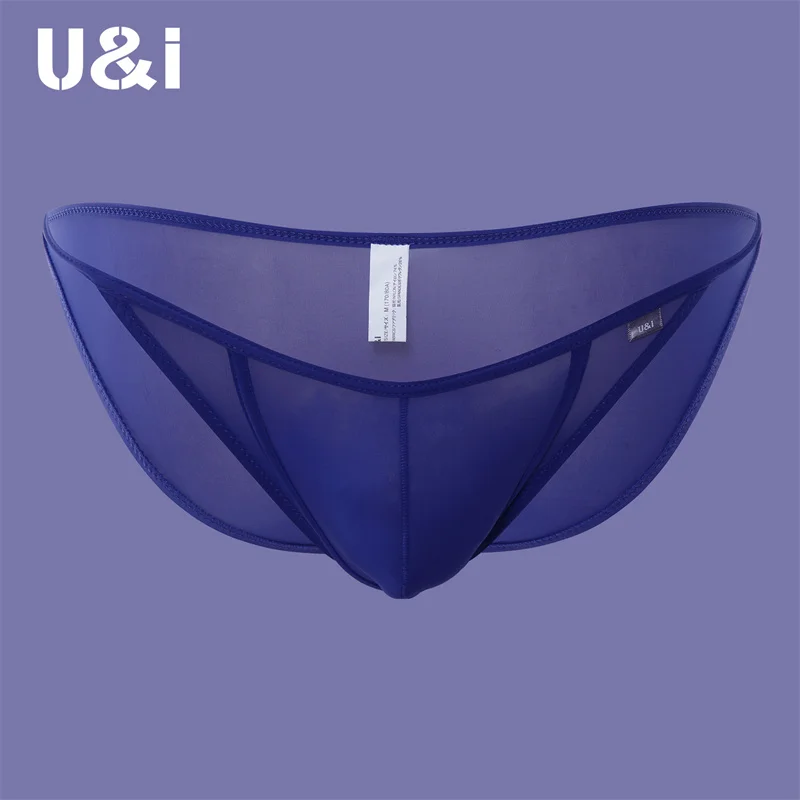 U＆I sexy briefs for men, fashionable and stylish, ultra-thin, micro-transparent nylon low-waisted, concave and convex pouch brie