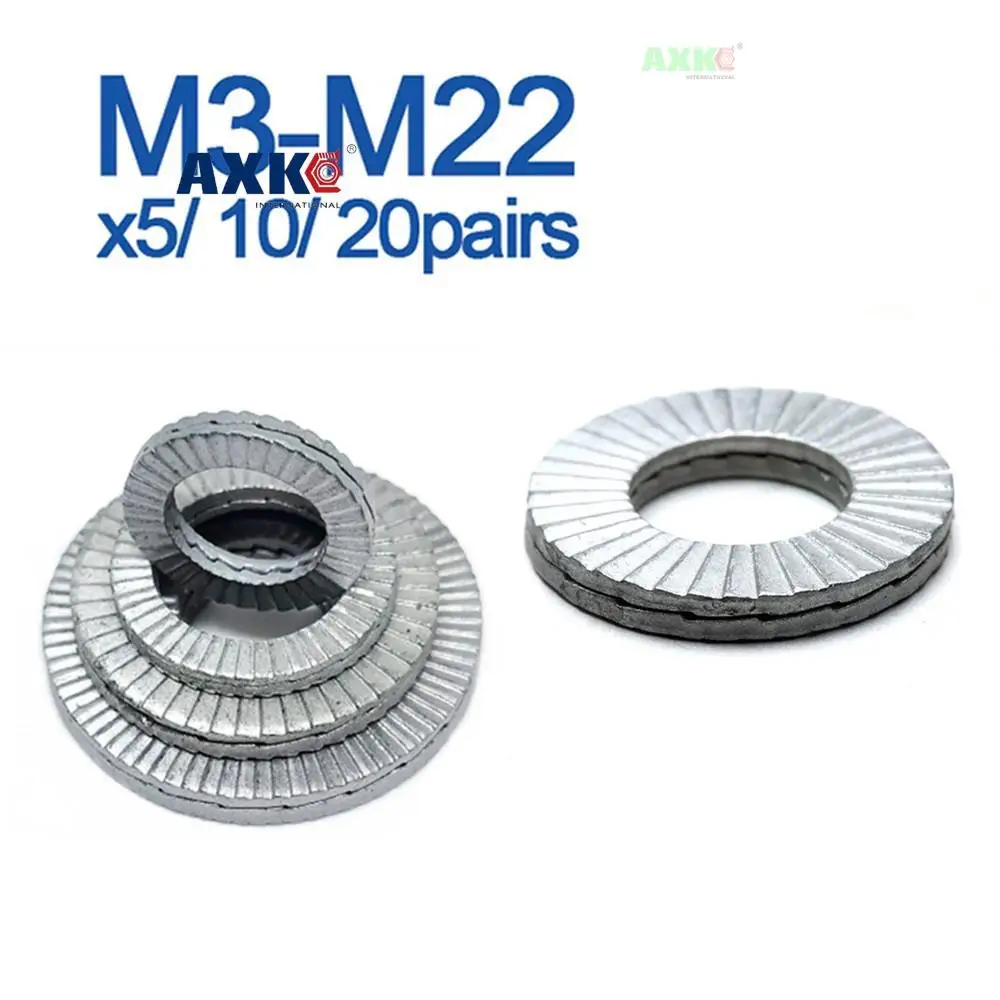 20/ 10/ 5 Pairs (2pcs glued) Self-Lock Washers Genuine Wedge Stainless Steel Dacromet M3 M4 M5 M6 M8 M10 M12 M14 M16 M18 M20 M22