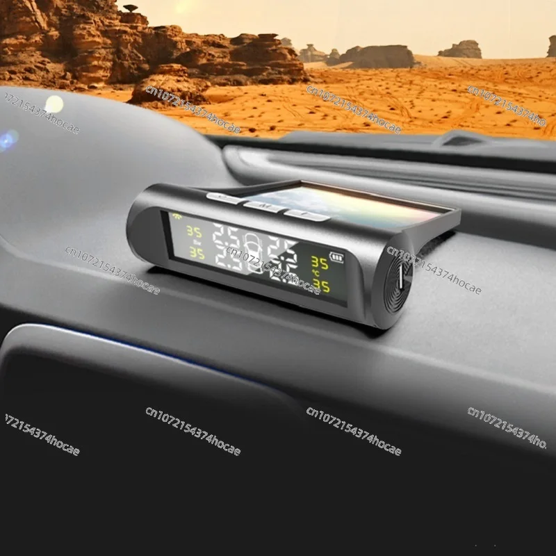 Solar Powered TPMS, Internal & External Sensors, Universal Wireless Tire Pressure & Temperature Monitor for Vehicles
