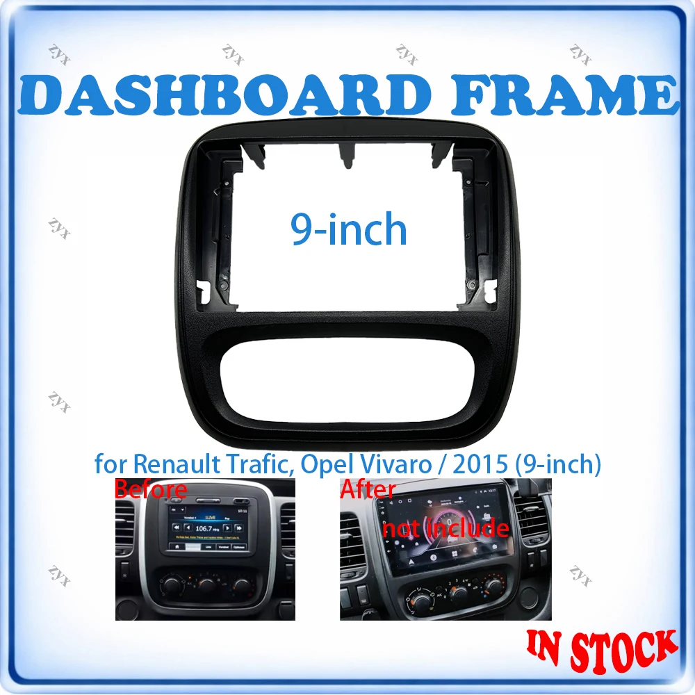 Car Radio Fascia Frame For Renault Trafic & Opel Vivaro 2015 9 inch With Canbus Decoder & Wiring Harness Car Accessories P & P