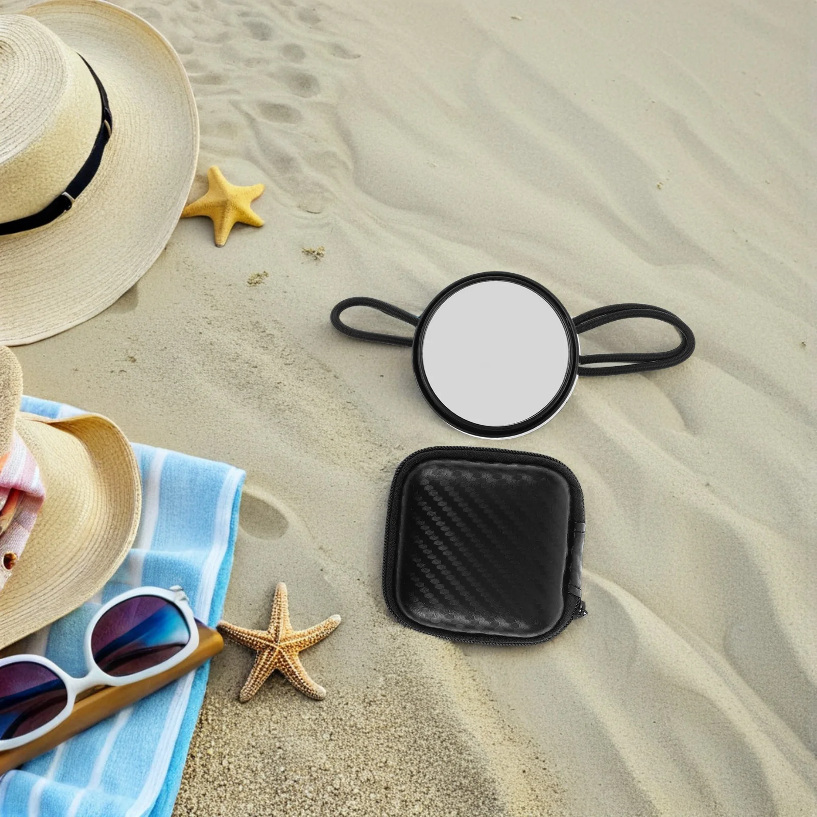 

Black Round Convex Diving Mirror Adjustable Elastic Band Wide View Underwater Safety Gear For Cave Side Mount Marine