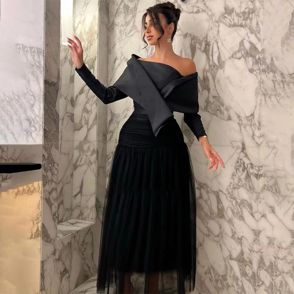 Aangepaste prachtige a-lijn ruches dames galajurk boothals charmante halve mouw vloerlengte feestjurk dames avondjurk