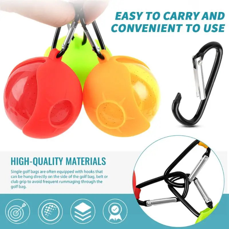 Park Golf Ball Silicone Sleeve, Portable Golf Ball Carry Storage Bag With Carabiner Clip, Golf Sports Accessories