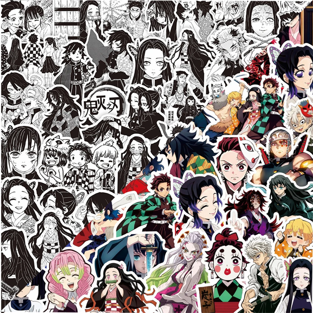75/82 Stück Anime Demon Slayer Cartoon-Aufkleber DIY Dekoration PVC Wasserfeste Skateboard-Notizbuch-Graffiti-Sticker