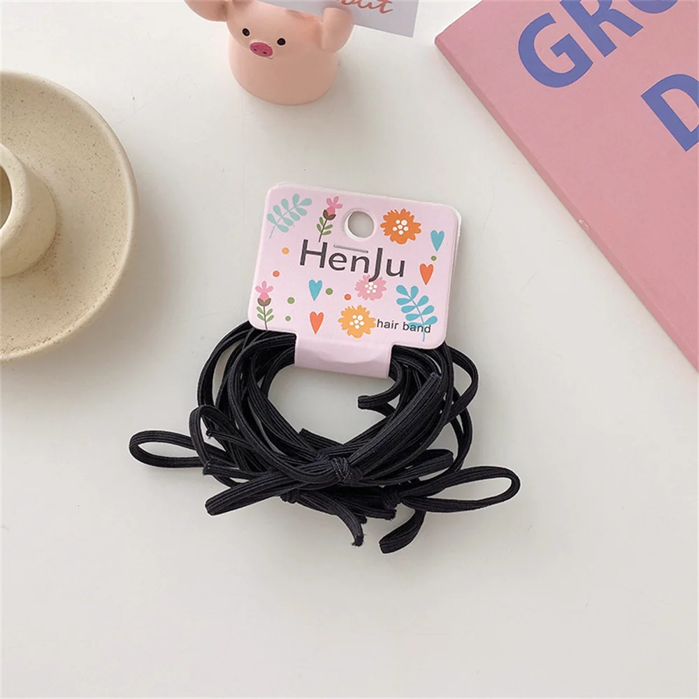 6-pieces/set Korean Version Of Simple Hair Tie Two-in-one Bow Set Ins Knotted Hair Rope High Elastic Basic Hair Rubber Band