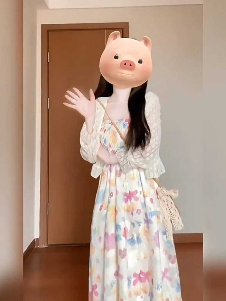 

Summer Floral Print Maxi Dress Women's Sweet Youth Slimming Holiday Long Dress A-Line Silhouette Casual Commute Style