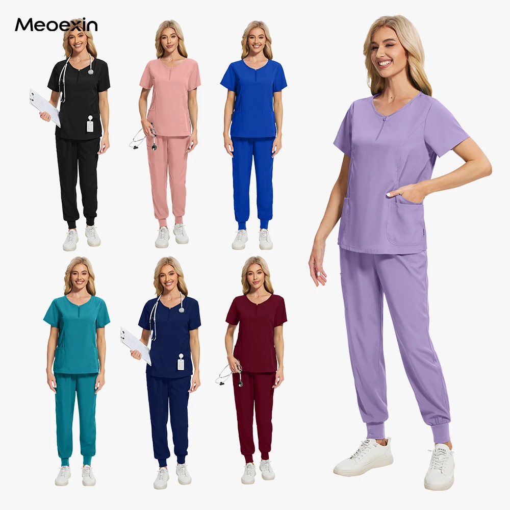 

Fashion Uniform Work Clothes Wholesale Nurse Hospital Medical Scrubs Nursing Set Clinic Beauty Salon Spa Unifrom Women Scrub Set