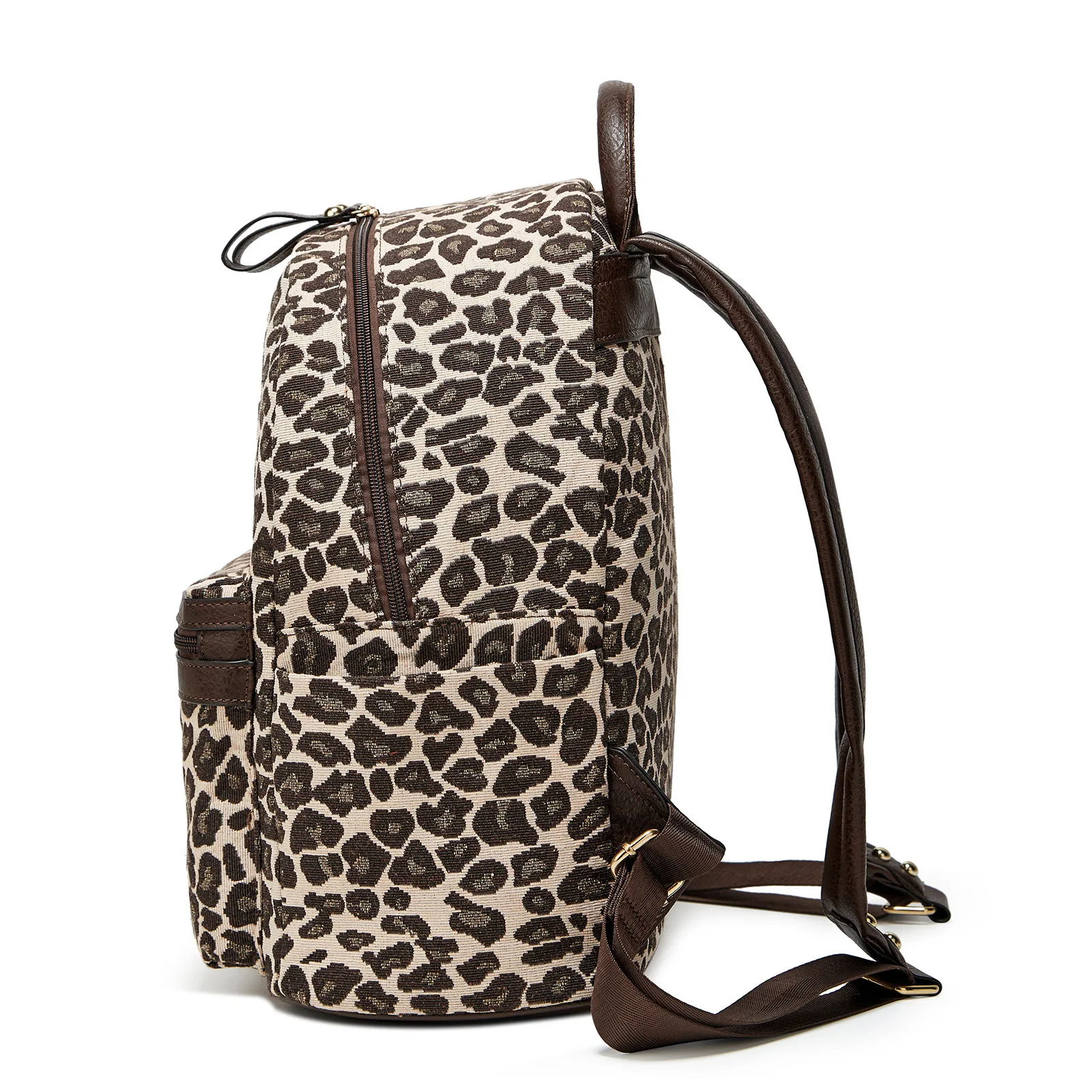 Imagem -02 - Mochila Retrô de Couro pu para Homens e Mulheres Estampa Leopardo Grande Capacidade Bolsa de Viagem Dupla Bolso Múltiplo Recém-chegados 2024