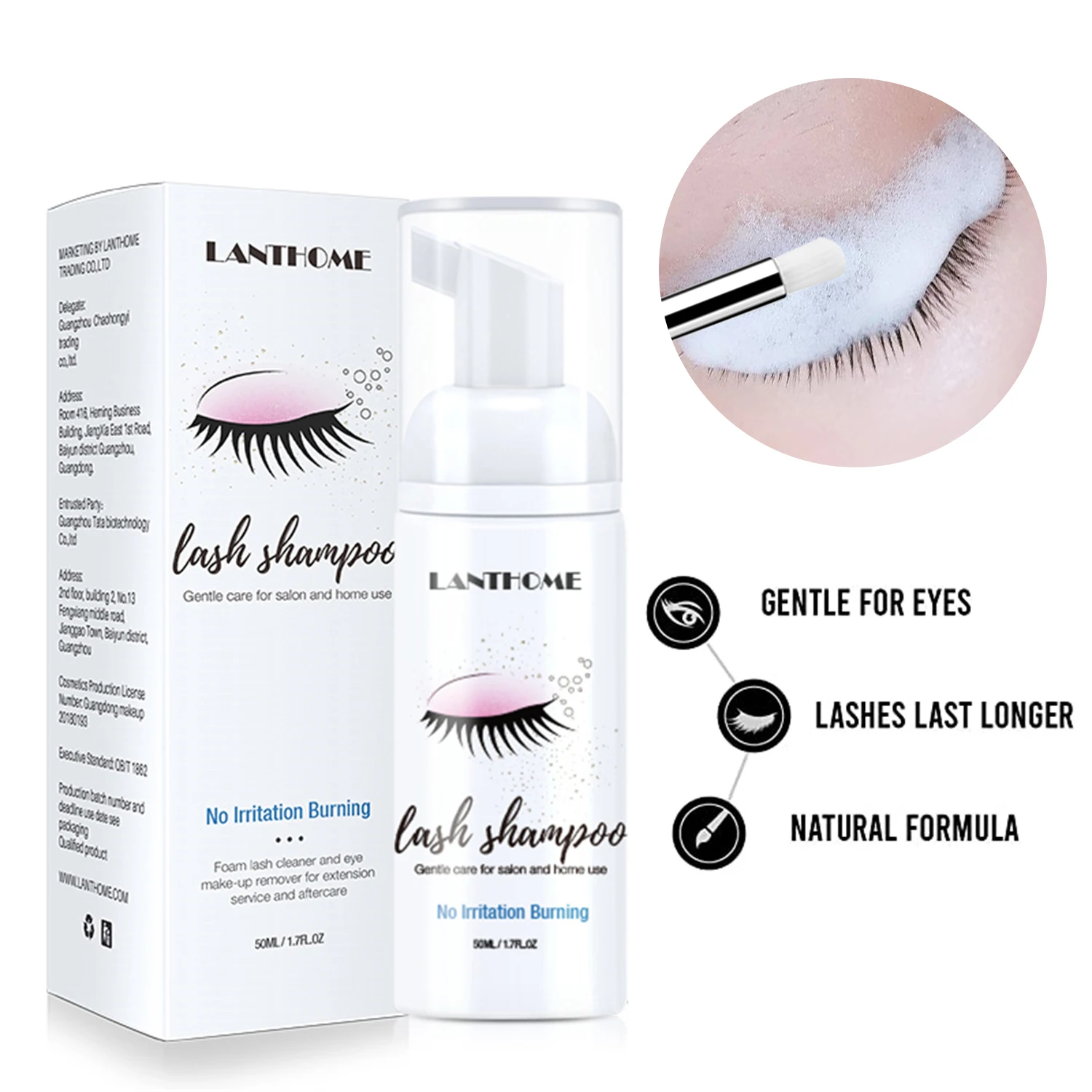 50ml Wimperverlenging Shampoo Schuim Ooglid Diepe Schone Reiniger Voor Makeup Tools Mascara Remover Lijm Salon Thuisgebruik