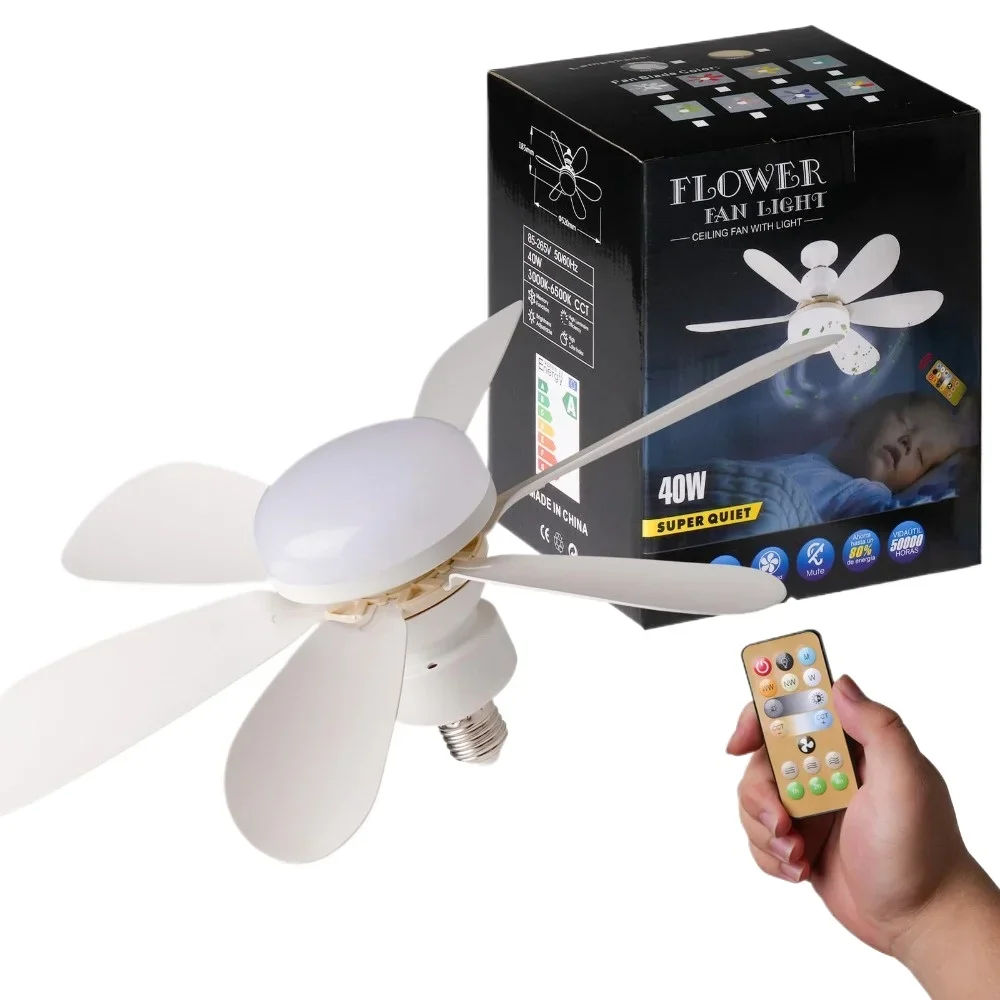 

30/40W Smart Control Ceiling Fan Light with LED Bulb 6 Leaves Smart Silent for Living Room Study Room Kitchen Home Decoration