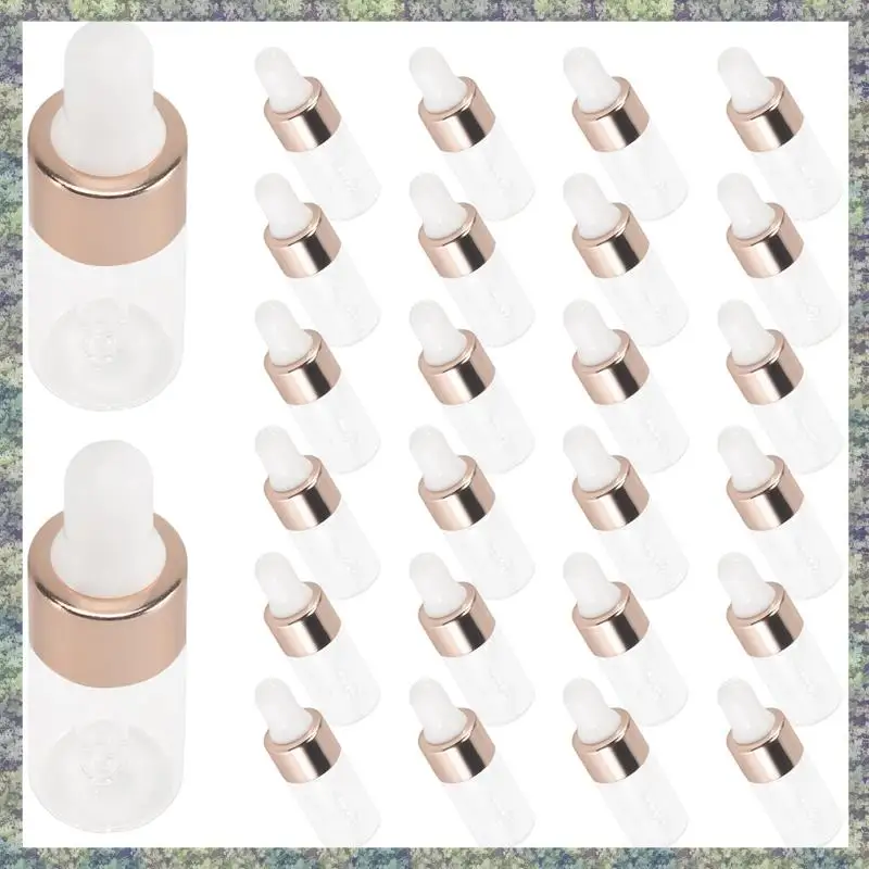 

WON 100Pcs Mini Glass Dropper Bottle Clear Essential Oil Dropper Bottles Glass Dropping Sample Containers For Traveling 3Ml Dura