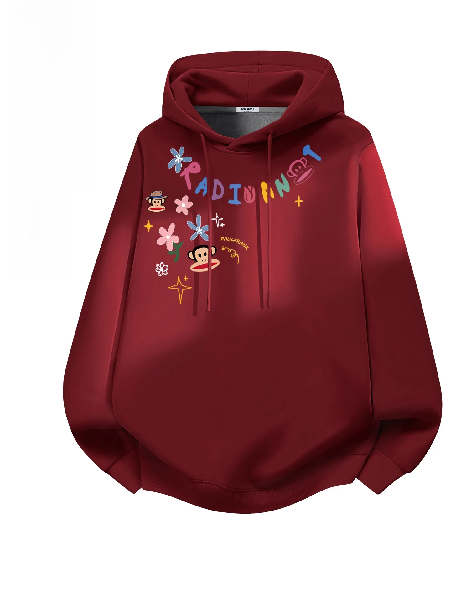 

Men's Hoodie Wine Red Fce Lined Thiened Winter Sweatirt American Sle Long Sve Printed Casual Top