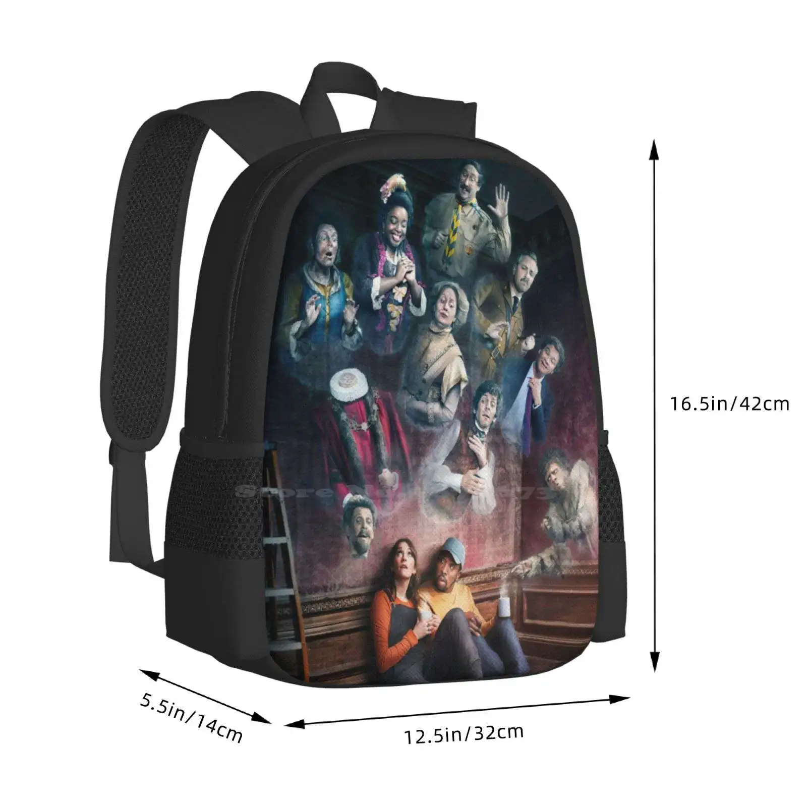 Póster de fantasmas con diseño de patrón de moda, mochila escolar para portátil de viaje, bolsas de fantasmas, horribles historias, Charlotte, Ritchie, riñonera