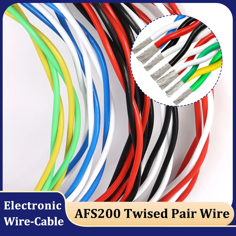 

1~10m AFS200 Twised Pair Wire 26/24/22/20/18/17/15/13AWG High Temperature FEP Insulated Tinned Copper 2Pin Signal Electric Cable