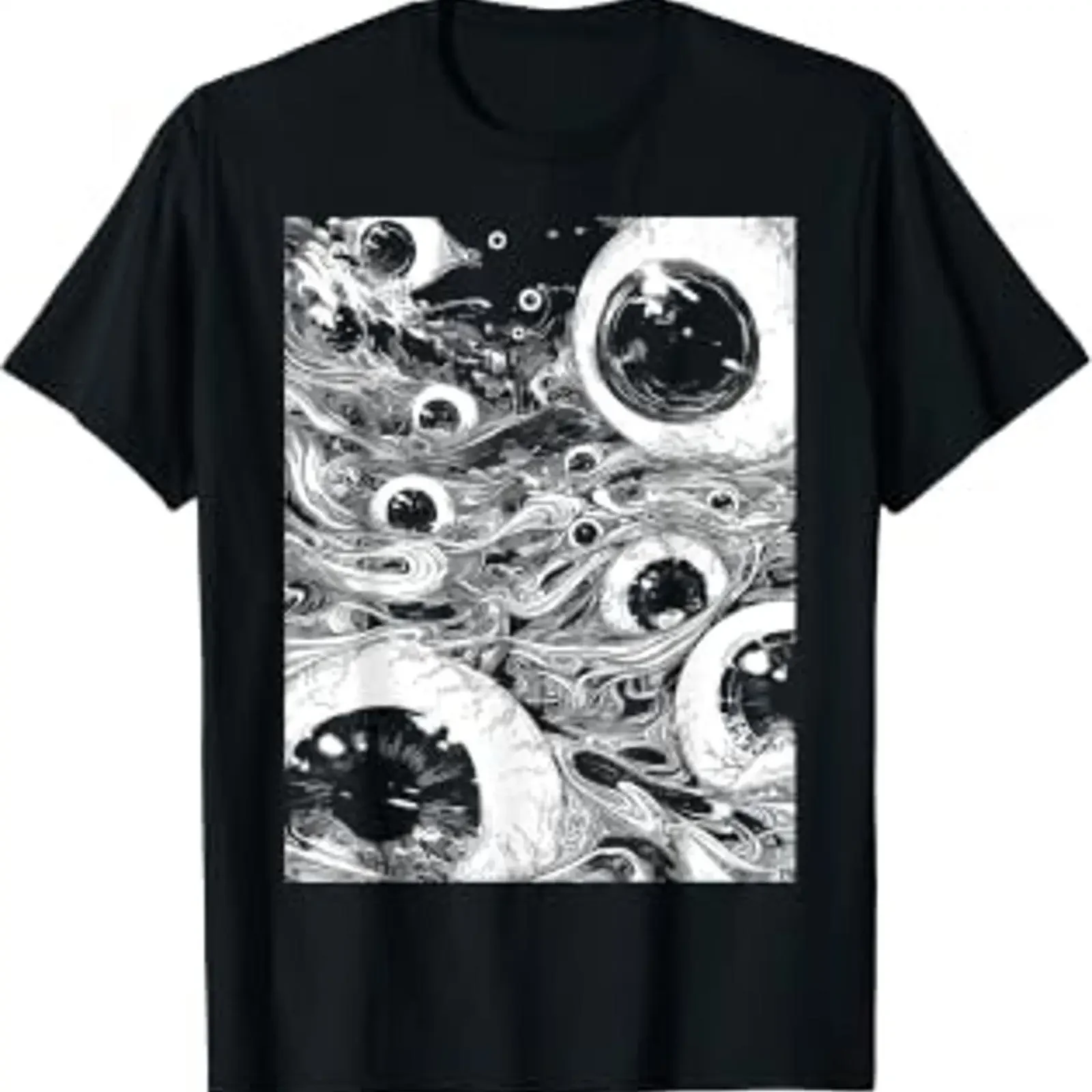Creepy Horror Eyeballs Grunge Edgy Weirdcore Aesthetic T Shirt vintage Washed fashion streetwear Casual Breathable Soft graphic