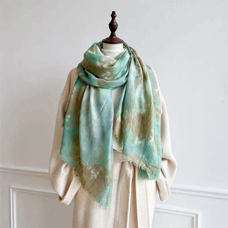 

Новый женский хлопковый шарф с галстуком-красителем, пляжный хиджаб, шали и накидки, 2022, роскошный бренд, однотонный женский платок, дизайнерская бандана Echarpe