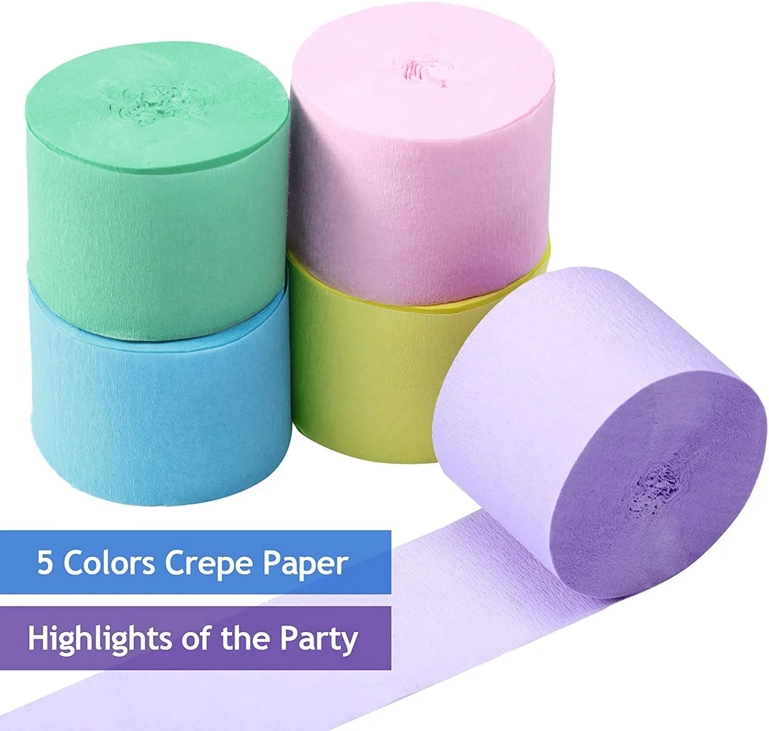HFES 10 рулонов пастельной радужной креповой бумаги, ленты для украшения дня рождения, бумага для свадебного фестиваля, украшения, принадлежности