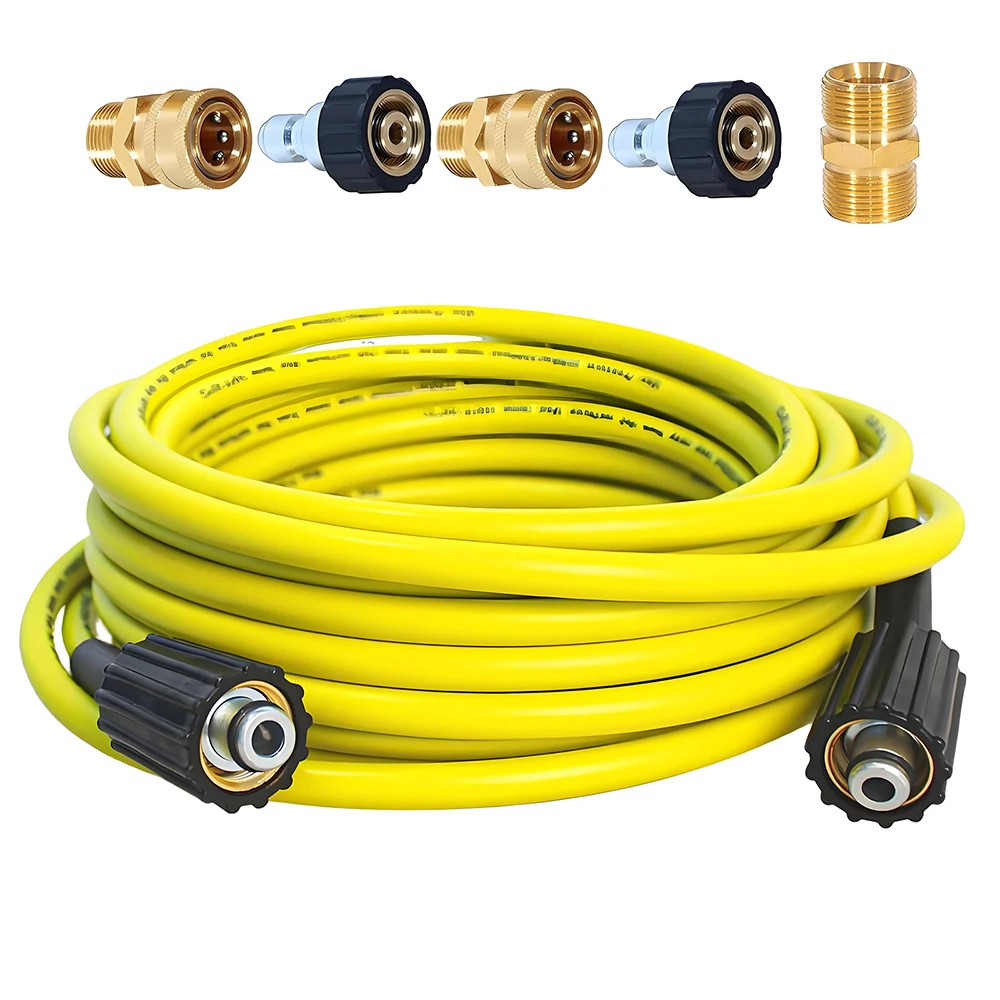 

Flexible Pressure Washer Hose 3600 PSI Kink Resistant Power Washer Hose CarWash Extension Hose With 3/8" Quick Connect Adapter