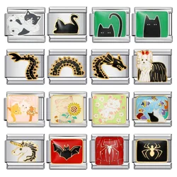 Fashion Colorful Y2K Animal Series Italian Charm Beads Link Fit 9mm Stainless Steel Bracelets Gifts Women Men Jewelry DIY Making