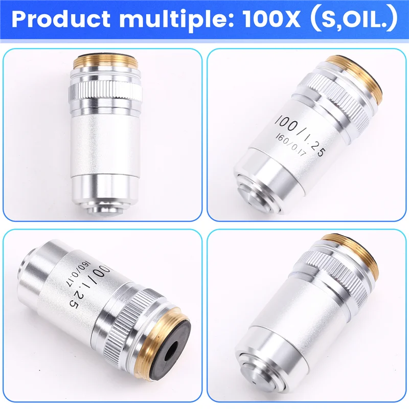100X Conjugate Distance 195 Achromatic Objectives Biological Microscope Objective Lens
