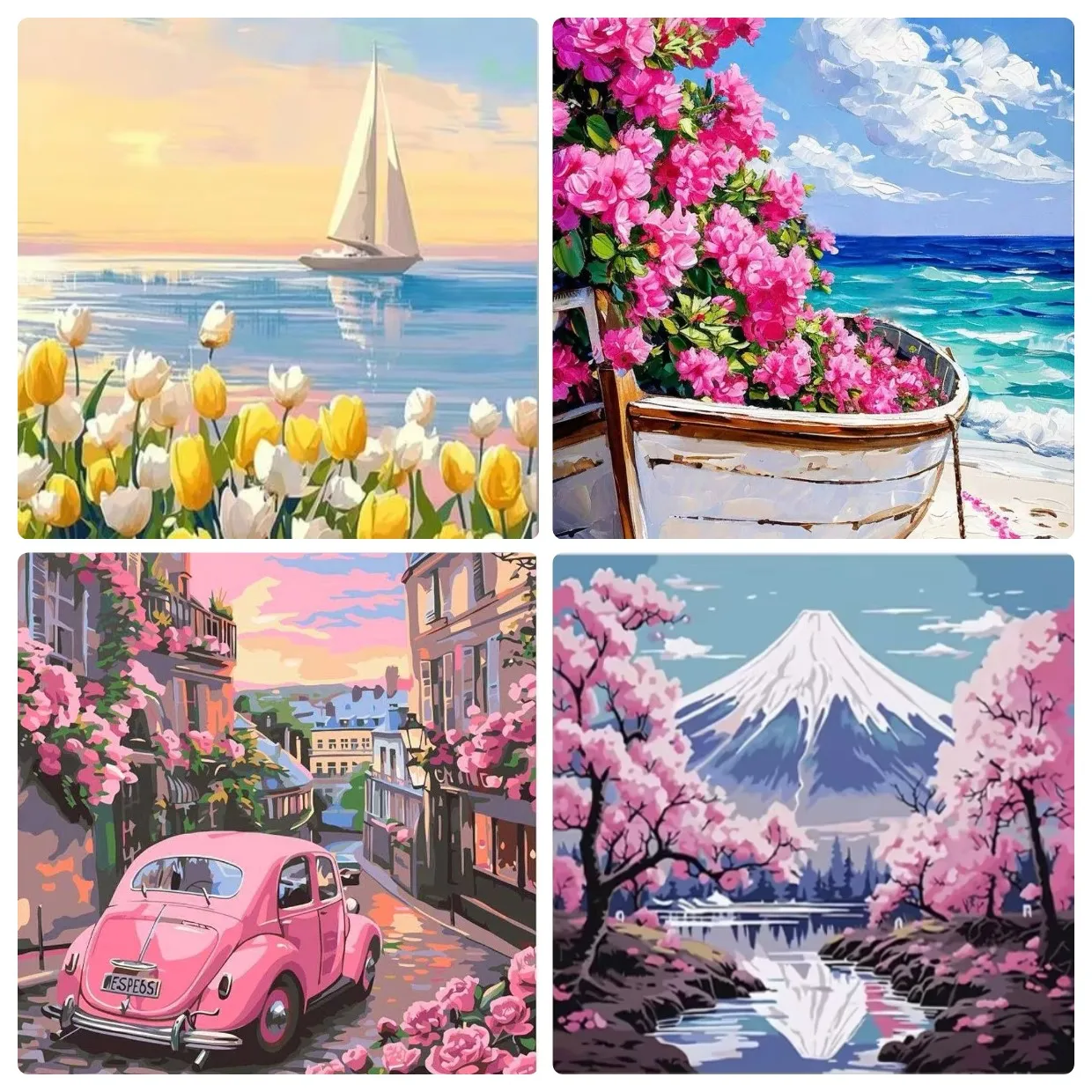 DIY Digitales Ölgemälde Malen nach Zahlen Blumen-Landschaft Leinwand Handgemaltes Kunstwerk für Heimdekoration Festtagsgeschenk