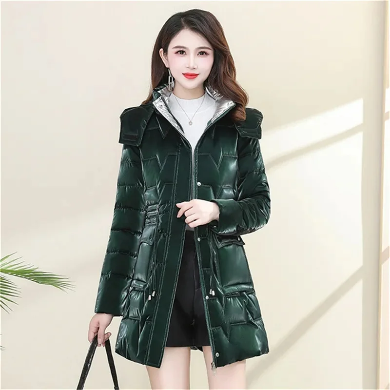 6XL Down Cotton Coat Women 2023 Korean Cotton Coat For Women Winter Thick Warm Long Thick Colorful Outwear Hooded Coat Lace-Up