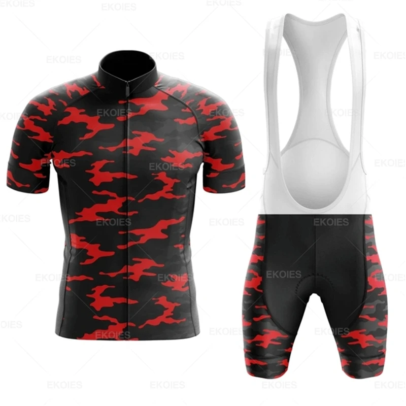 Ensemble maillot de cyclisme camouflage pour hommes, équipe vélo de montagne, vêtements de vélo, combinaison à manches courtes, uniforme de course respirant pour l'entraînement