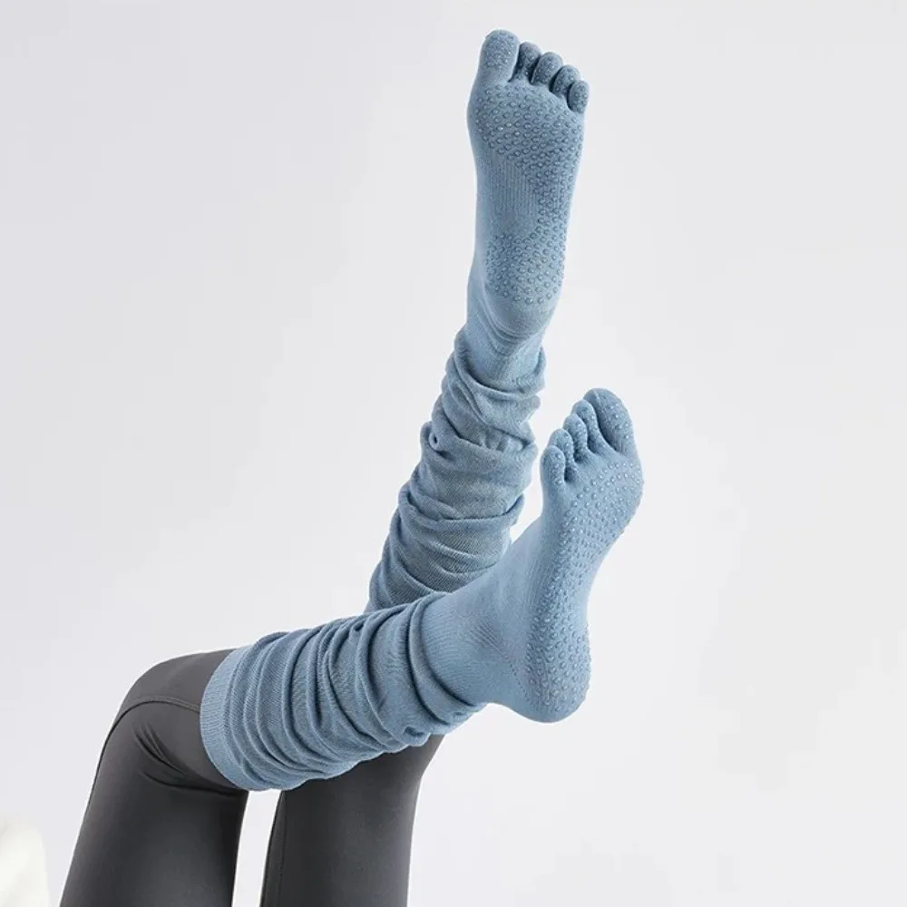 Fashion Cotton Five Finger Yoga Socks Non-Slip Breathable Grips Pilates Socks Split Toe Over Knee Socks Ladies