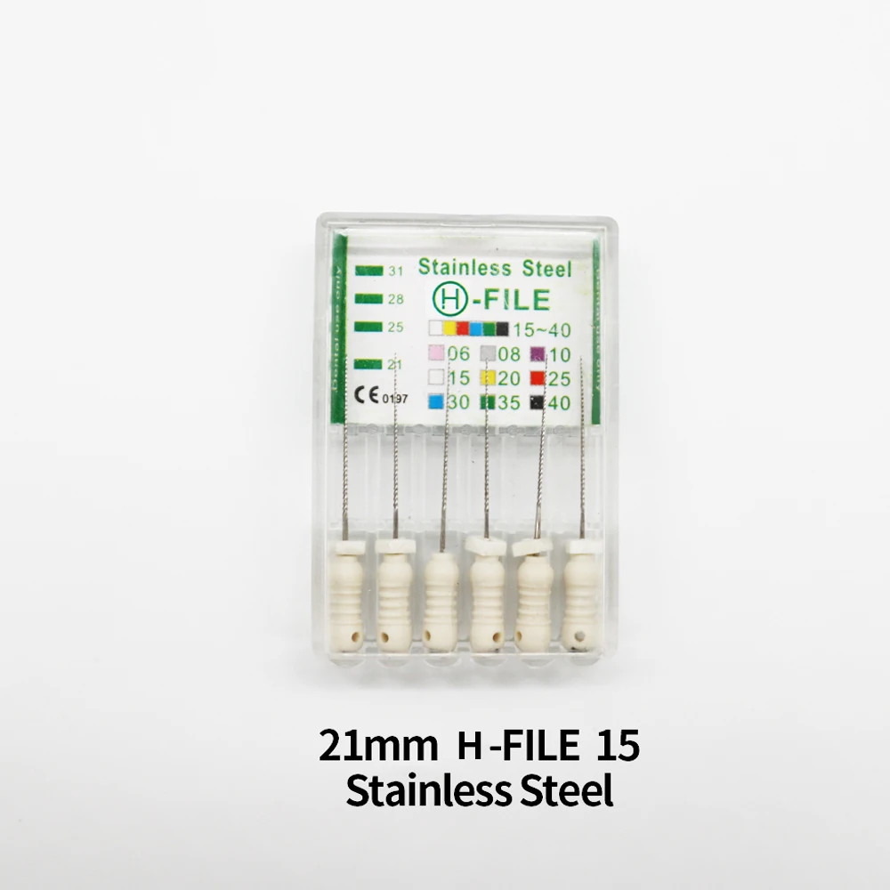Limas K/H dentales de acero inoxidable, Canal radicular endodóntico, limas de uso manual, 1 caja