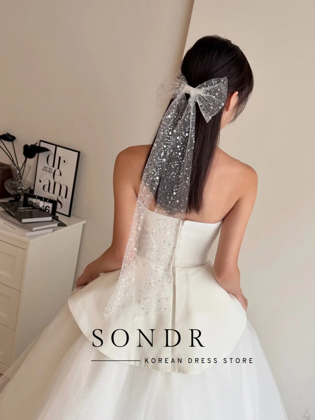 Sondr Sweetheart Bow Korean Wedding Dresses A-Line Photo Shoot Silk Tulle Satin Elegant Long Bridal Gowns 웨딩드레스 Customized