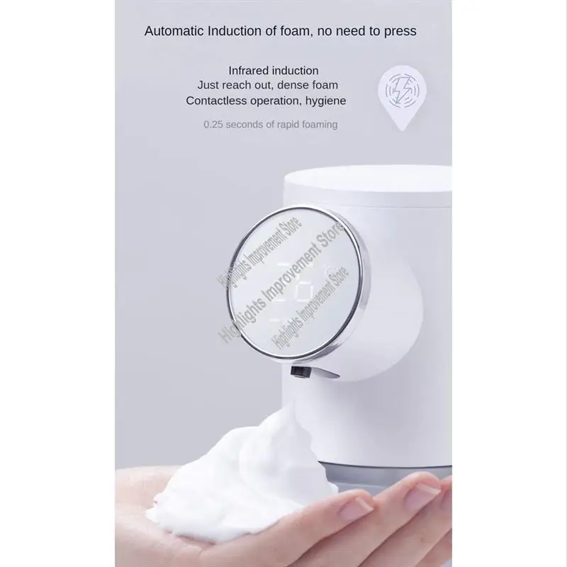 泡ソープディスペンサー自動充電 320 ミリリットル液体ソープディスペンサーデジタルディスプレイ泡ハンドディスペンサー-ABRO