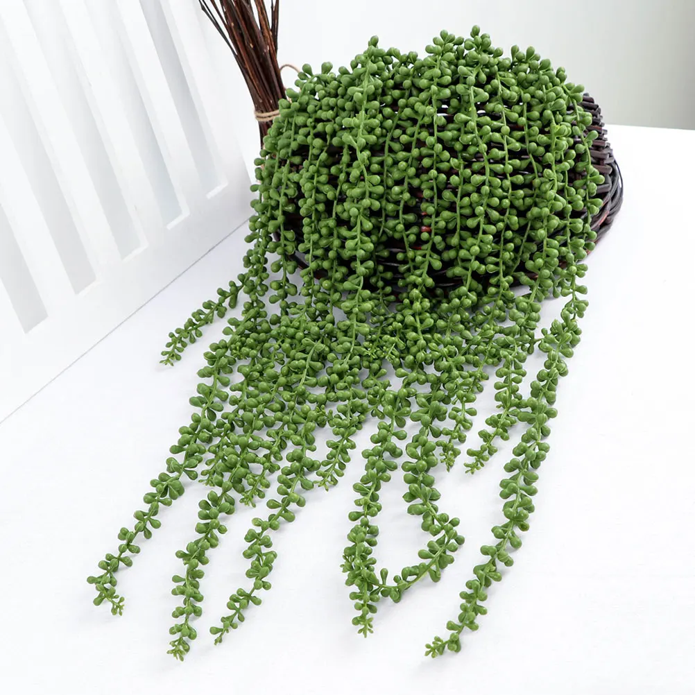 

4 Pcs Artificial Succulents Hanging Rattan Plant Fake Weeping Vine Indoor Outdoor Party Garden Wall Decoration Lightweight