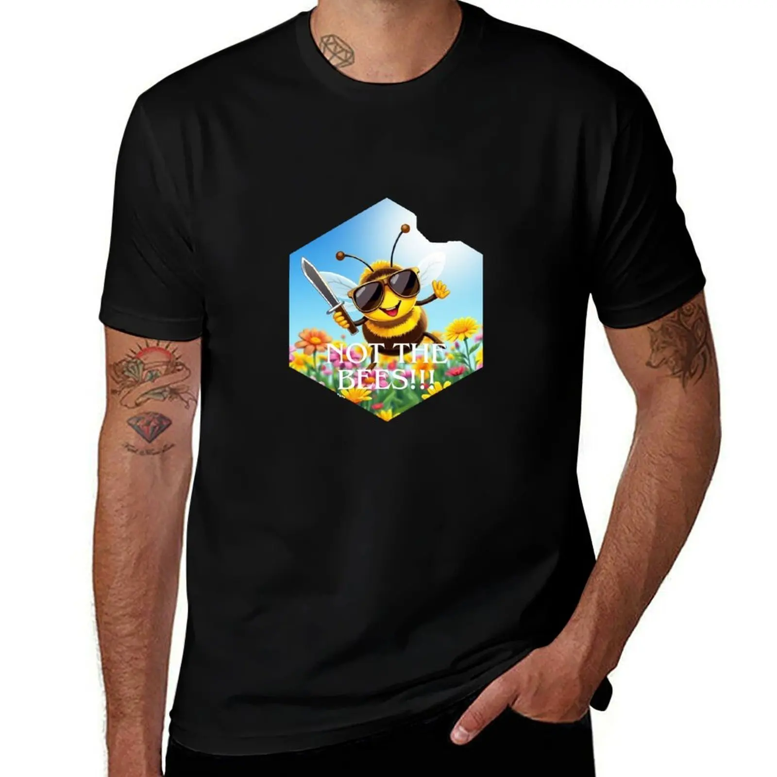 

Not The Bees! Funny Bee Warrior Art T-Shirt custom shirt sublime summer top luxury designer mens t shirts