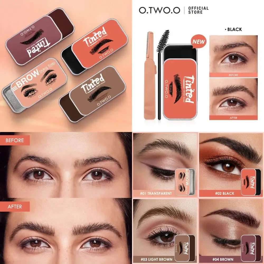 O.TWO.O Eyebrow Styling Soap 3 Color Balck Brown Light Brown Eye Brow Gel Styling Brow Soap