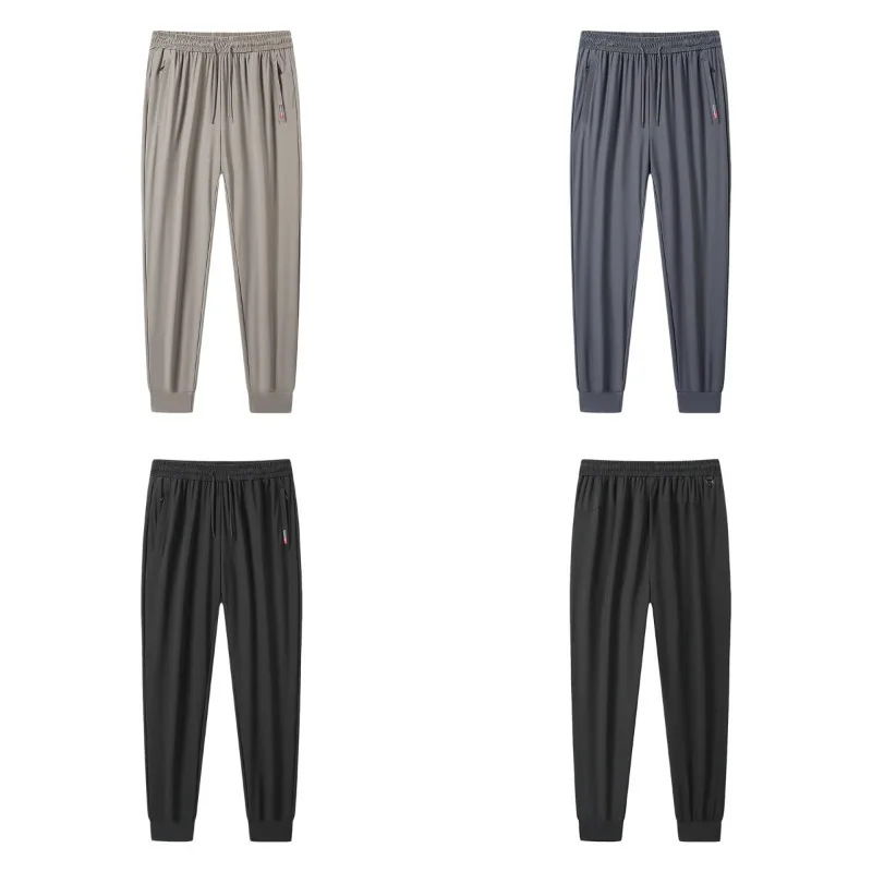 Men Outdoor Baseball Sports Sweat Absorbing Quick Drying Straight Leg Pants Summer Fashion Lightweight Breathable Ice Silk Pants