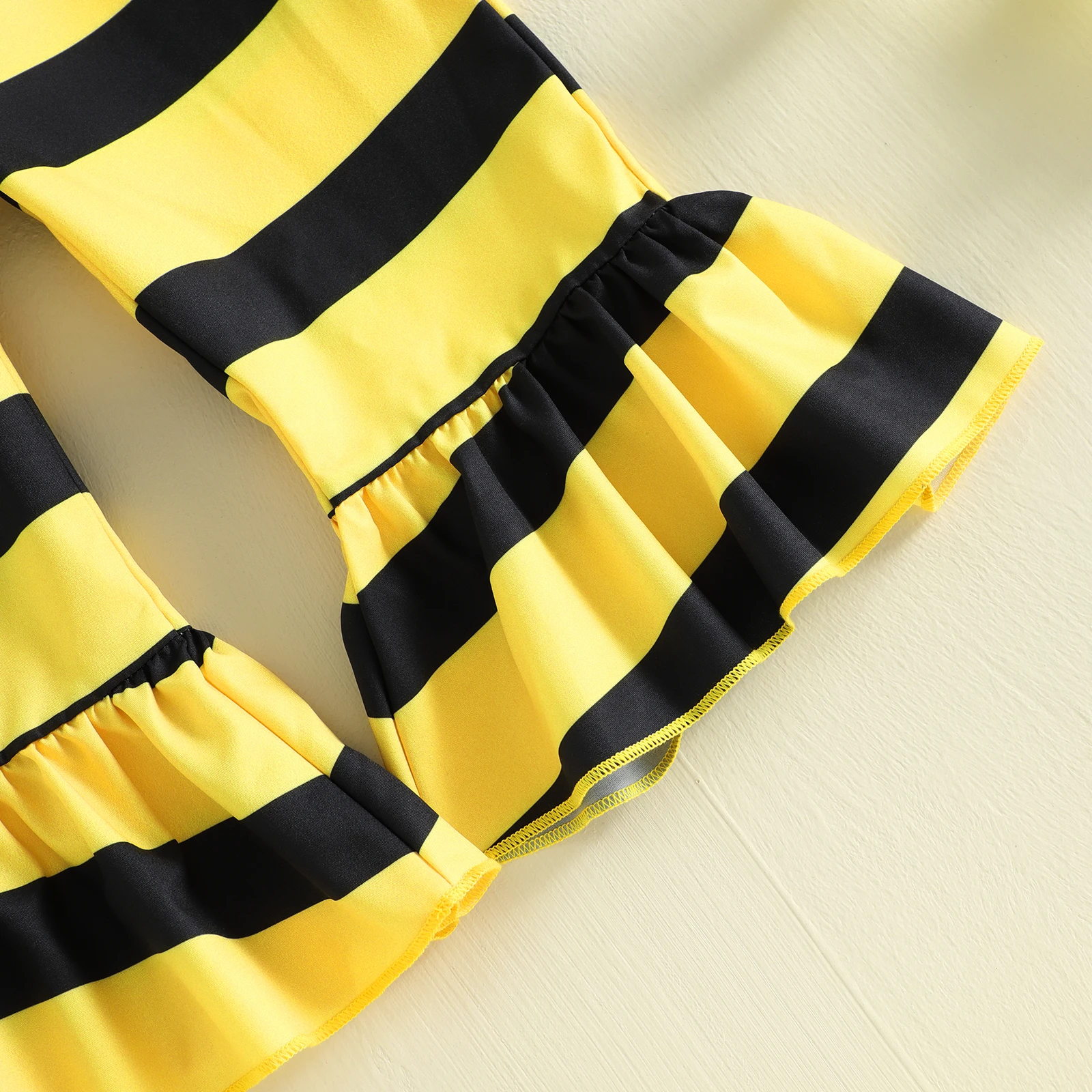 Girls Jumpsuit Bee Costume Ruffle Elastic Waistband Stripes Print Overalls Cute Kids Jumpsuits Halloween Photography Clothes