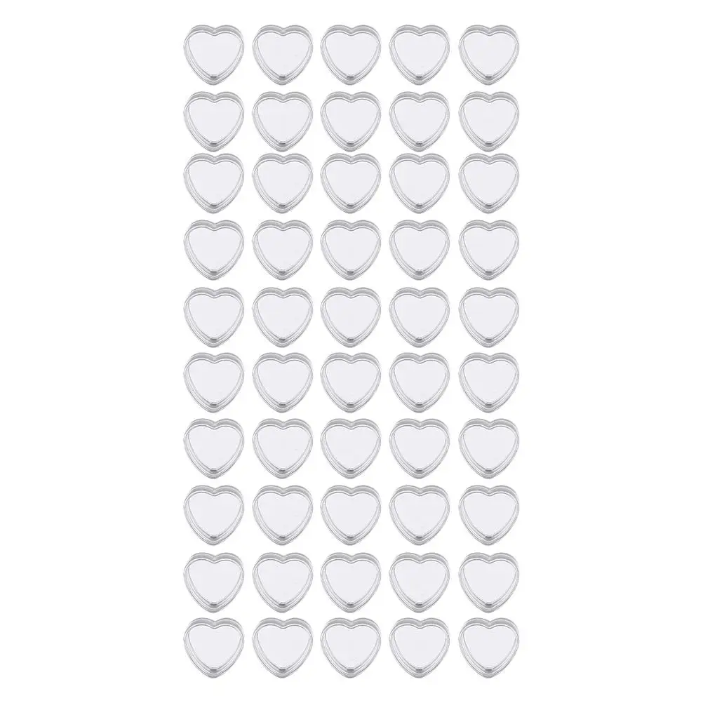 50 Pcs Heart Shape Cosmetics Jars Plastic Storage Boxes for Eye Shadow Makeup Travel Home Use Premium Material Empty