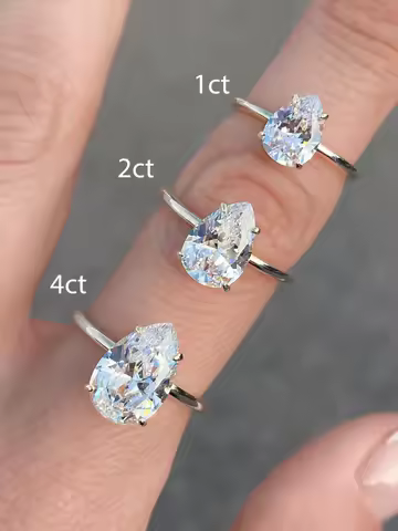 925 Sterling Silver 1-4 CT Zircon Luxury Sparkling Water Drop Shape Ring For Women Engagement Wedding High Quality Fine Jewelry