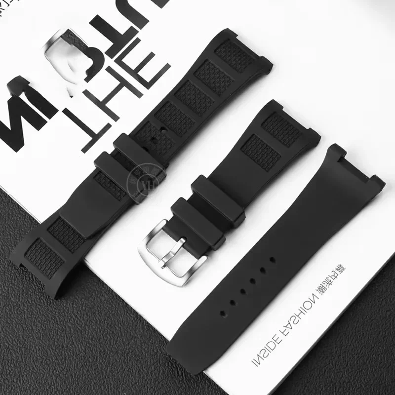 For IWC 30mm Concave Interface Silicone Accessories Engineer 322503 323601 Special Notch Anti-Allergy Replace Rubber Watch Strap