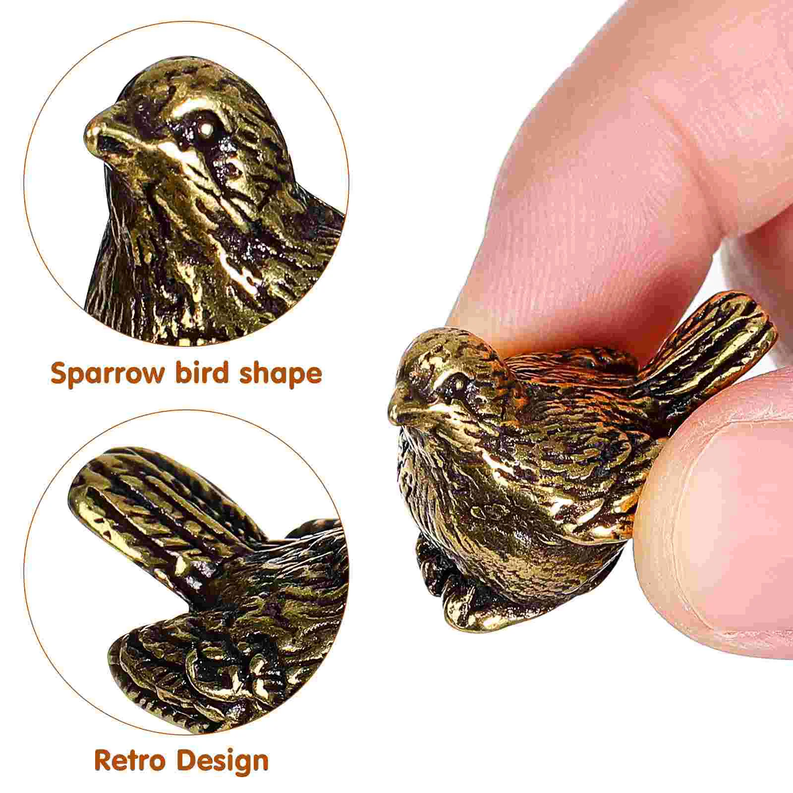 Brass Sparrow Craft Statue Bird Decoration Creative Toy Figurine Statues Golden