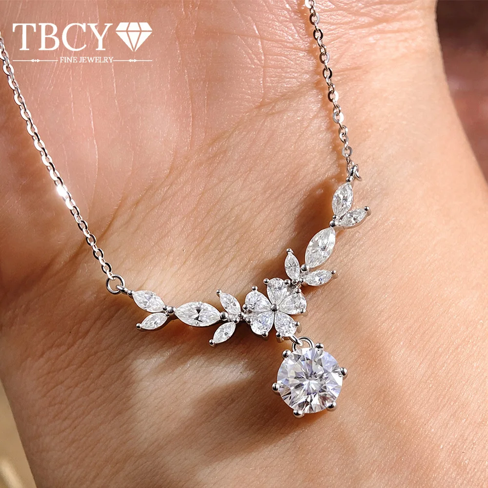 TBCYD 1/2/3CT D Color Oval Cut Moissanite Necklace For Women S925 Silver Diamond Neckband Chain Fine Jewelry Gifts