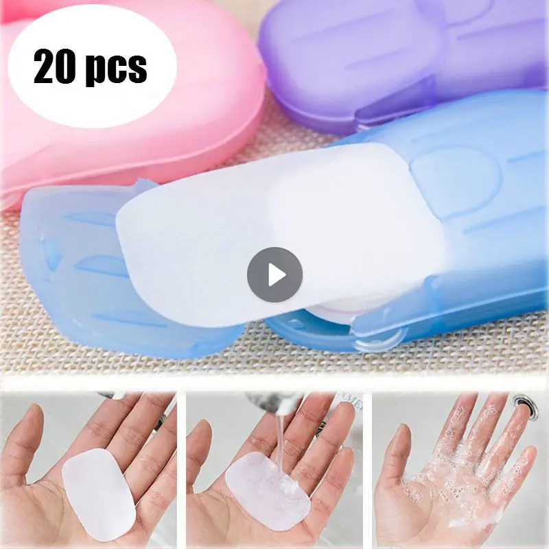 20PCS Portable Soap Paper Disposable Soap Paper Flakes Washing Cleaning Hand For Kitchen Toilet Outdoor Travel Camping Hiking