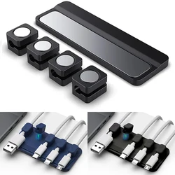 6 in 1 Magnetic Mouse Wire Organizer Desk Cable Clip Protector Cord Winder Row Plug Self-Adhesive Fixed USB Charging Line Holder