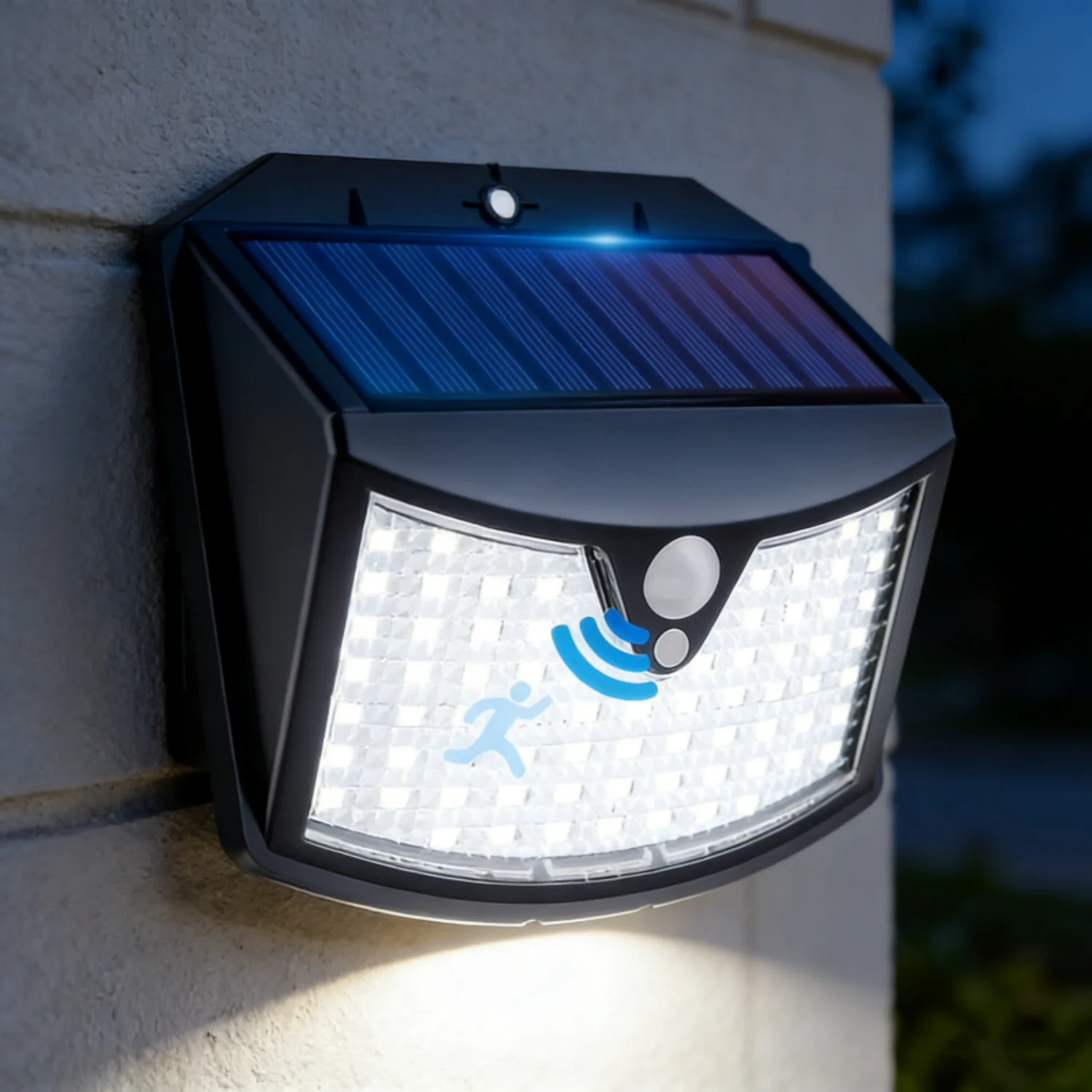 

Солнечный уличный настенный светильник, 70 светодиодов, белый свет, 3 режима, от заката до рассвета, IP65, водонепроницаемый, для сада, патио, двора