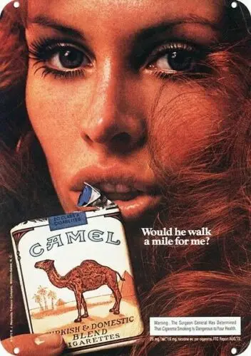 1973 Sexy Red-Headed Woman Smokes Cigarette DECORATIVE REPLICA METAL SIGN
