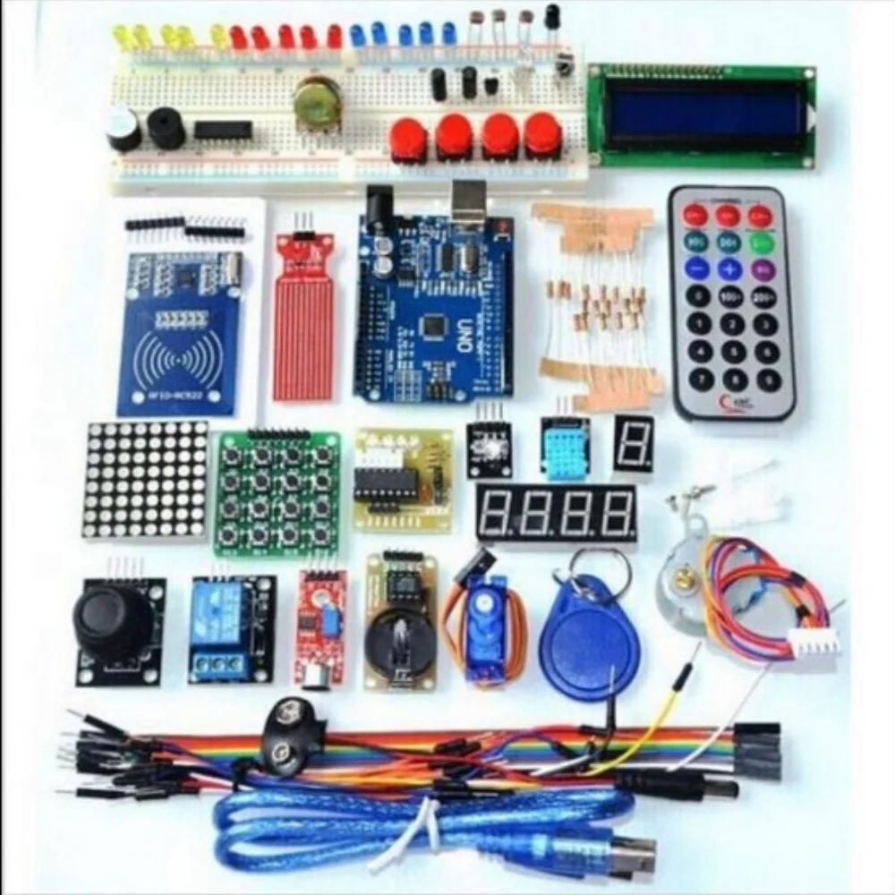 UNO R3 Compatible Starter Learning Kit Breadboard Sensors Modules USB Cable Box