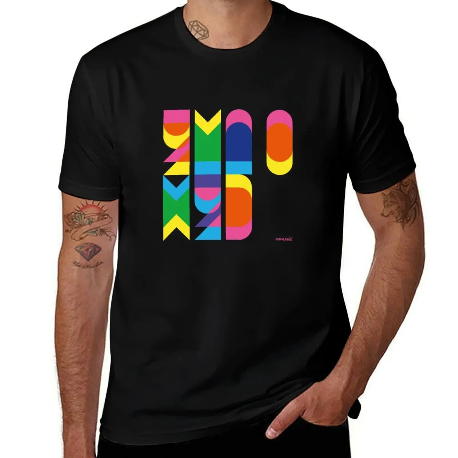 

Yma o hyd colour block print T-Shirt quick-drying fashion shirts Louboutins mens clothes